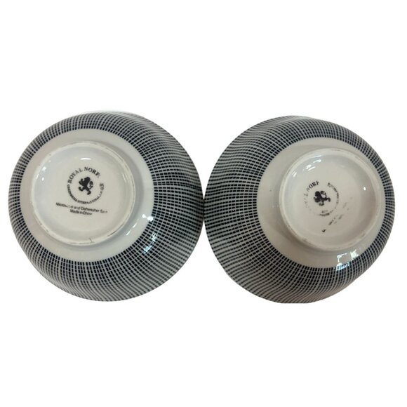 2 Royal Norfolk Bowls MCM Microwave Dishwasher Saf Black White Grid 6" Diameter - Picture 2 of 5